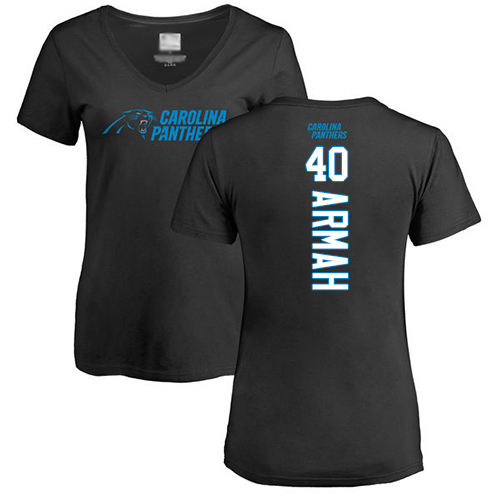 Carolina Panthers Black Women Alex Armah Backer NFL Football #40 T Shirt